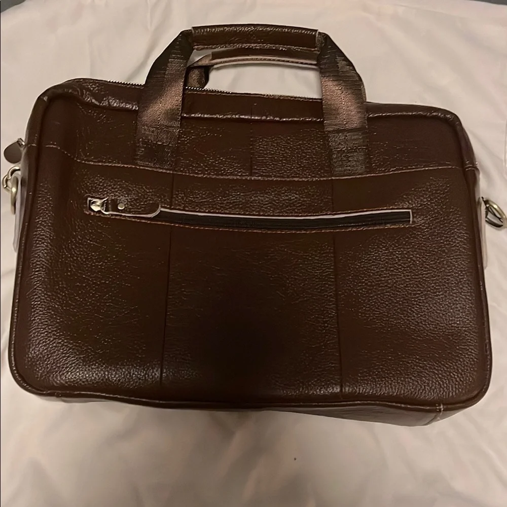 Brown Leather Executive Briefcase with Sleek Design